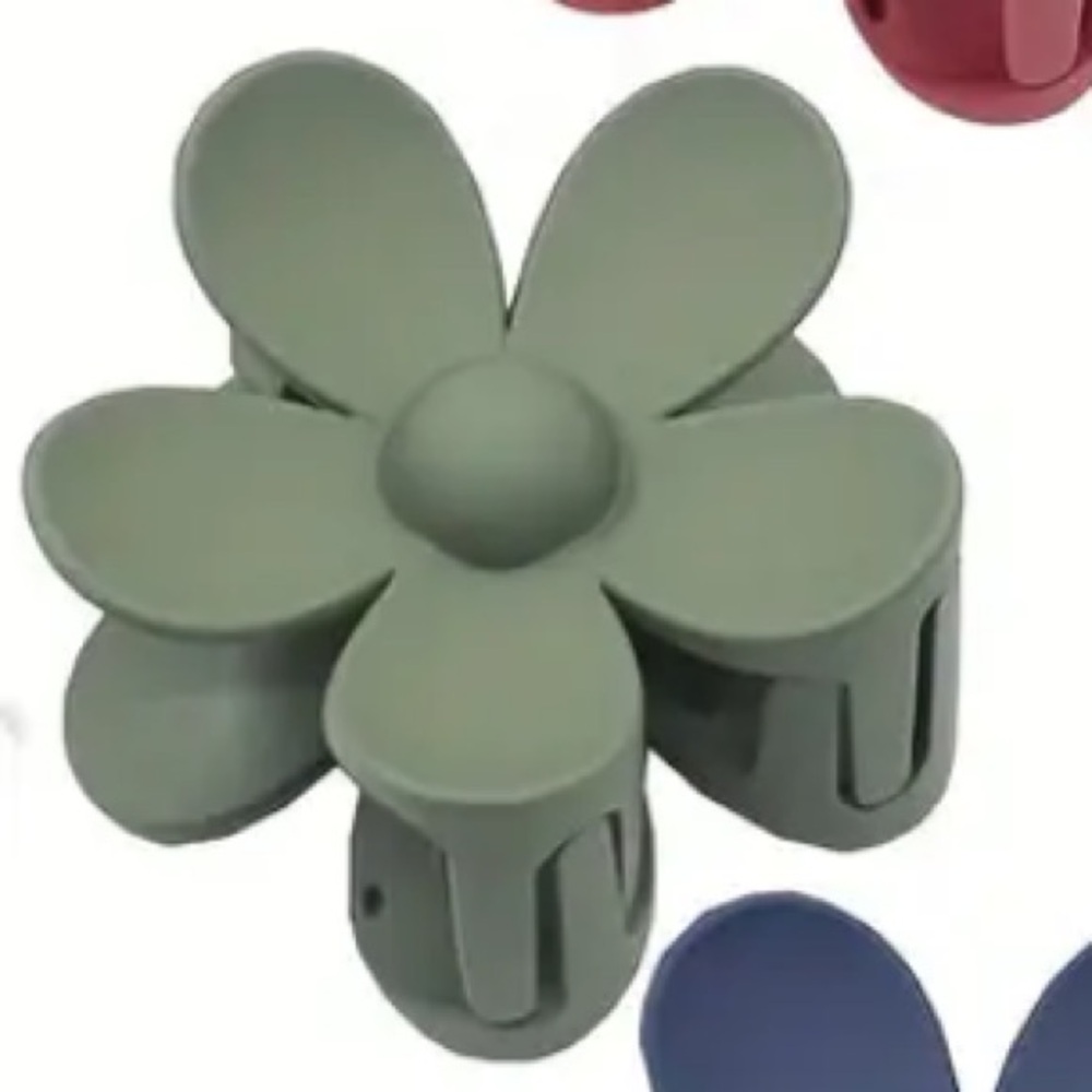 Army Green Flower Claw Clip
